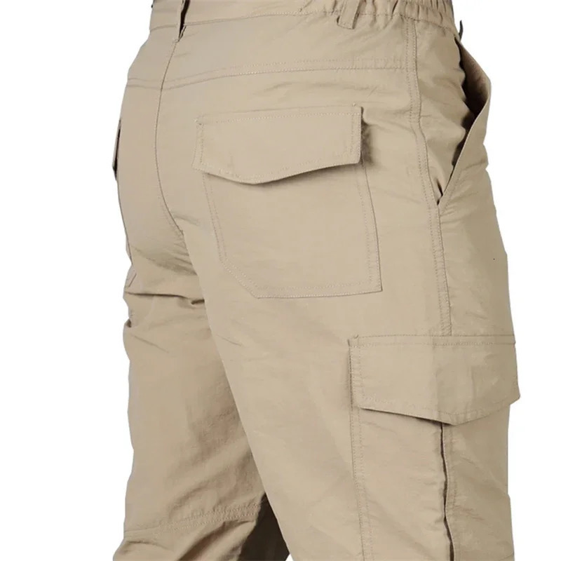 Men Summer Tactical Multi-pocket Cargo Pants Lightweight Casual Waterproof Casual Pants Wear-resisting Outdoor Hiking Man Pants 260305