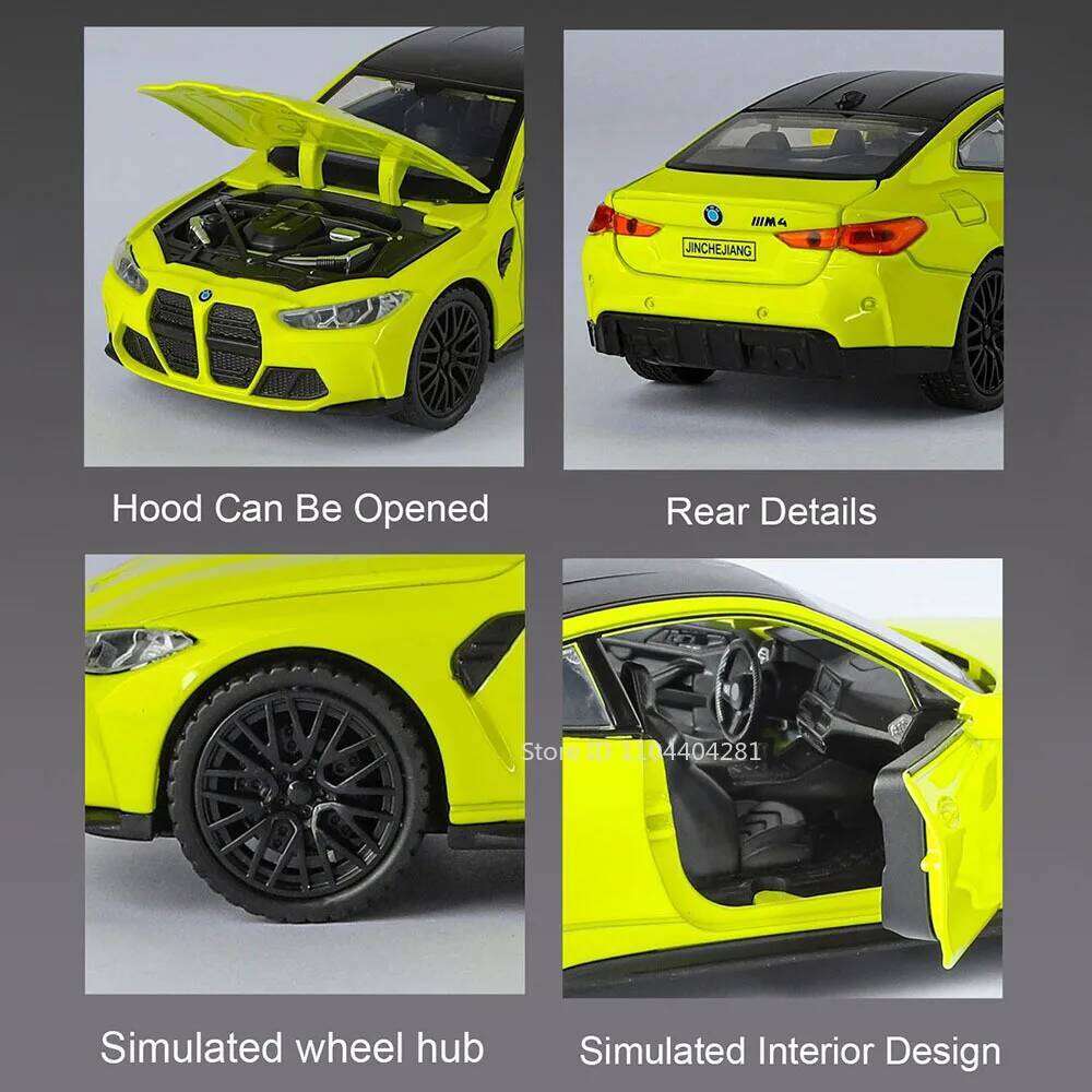 1:32 M4 M8 Alloy Sports Car Diecast Models Toys 4 Doors Opened Sound Light Pull Back Miniature Vehices Children's Birthday Gifts Z260307