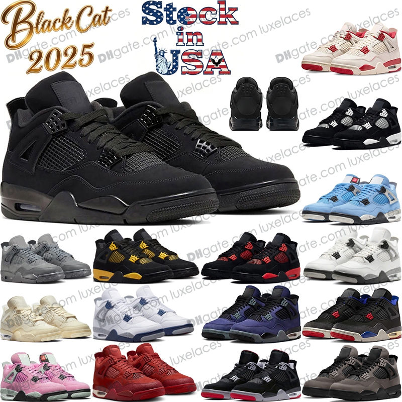 With Box 4 basketball shoes 4s Military Black Cat 2025 Bred Sail Red Yellow White Thunder Cool Grey University Blue Pink 4shoes Mens Women Sneaker Sport Trainer shoes4