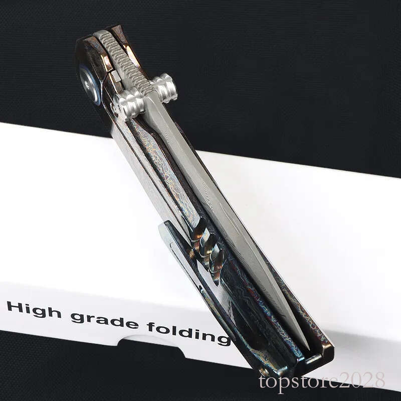 pocket knife High End 8875 Flipper Folding Knife VG10 Damascus Steel Blade Anodic treatment TC4 Titanium Alloy Handle Ball Bearing EDC Pocket knives