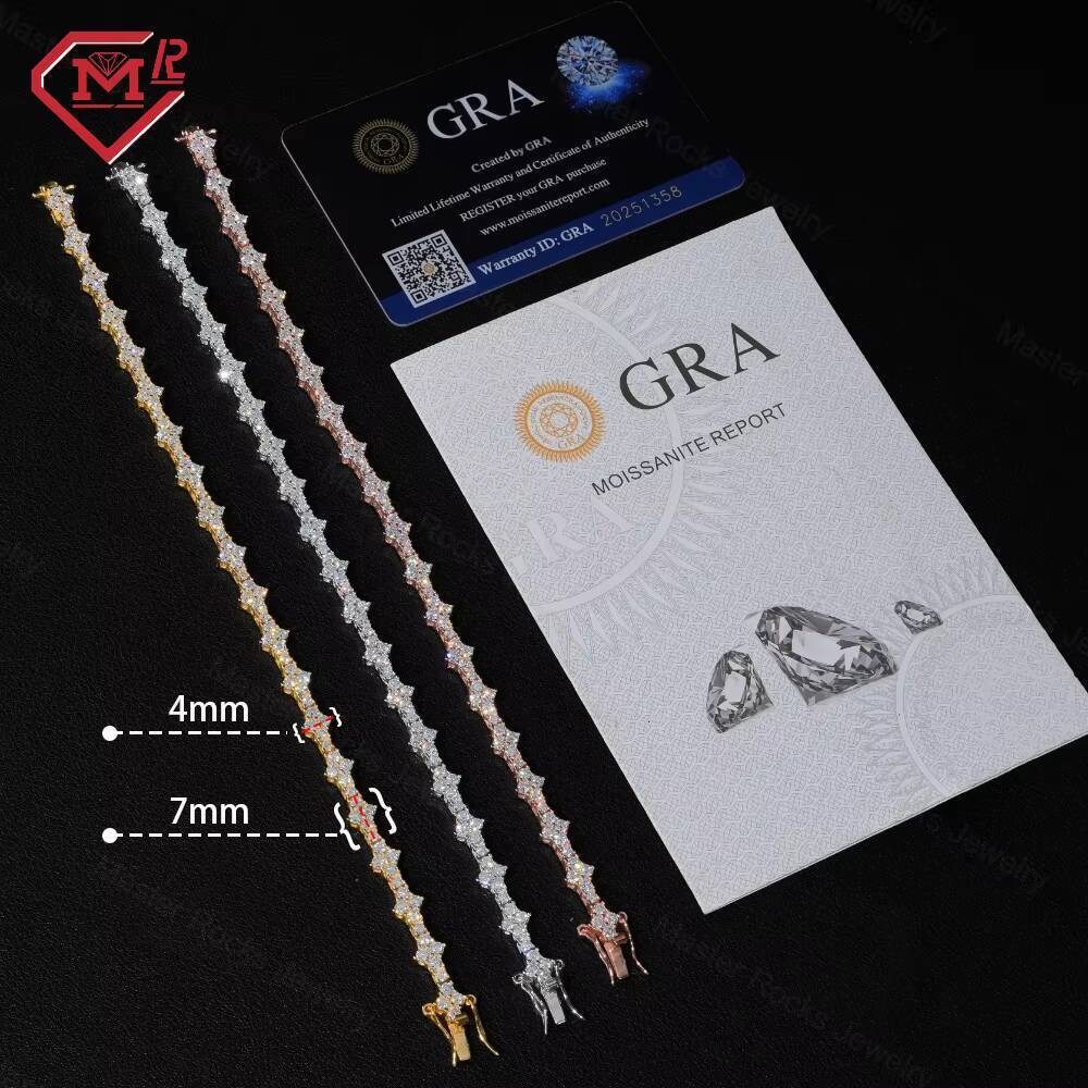 Moissanite Cross Tennis Bracelet S925 Yellow Gold/Rose Gold/Silver VVS Iced Out Custom Moissanite Bracelet