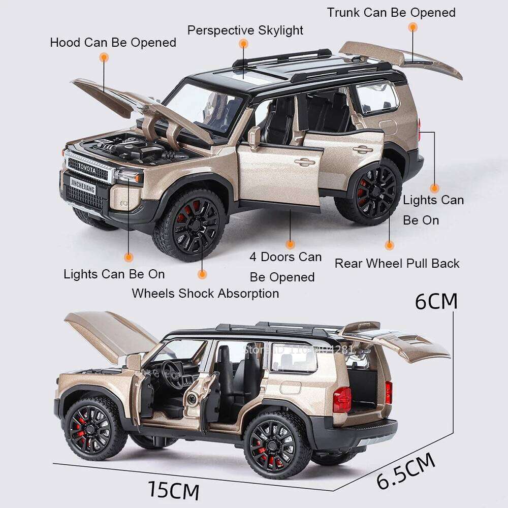 1:32 LAND CRUISER Prado Crown Alloy Miniature Model Toys Diecast Car Doors Opened Sound Light Pull Back Cars Children's Day Gift Z260306