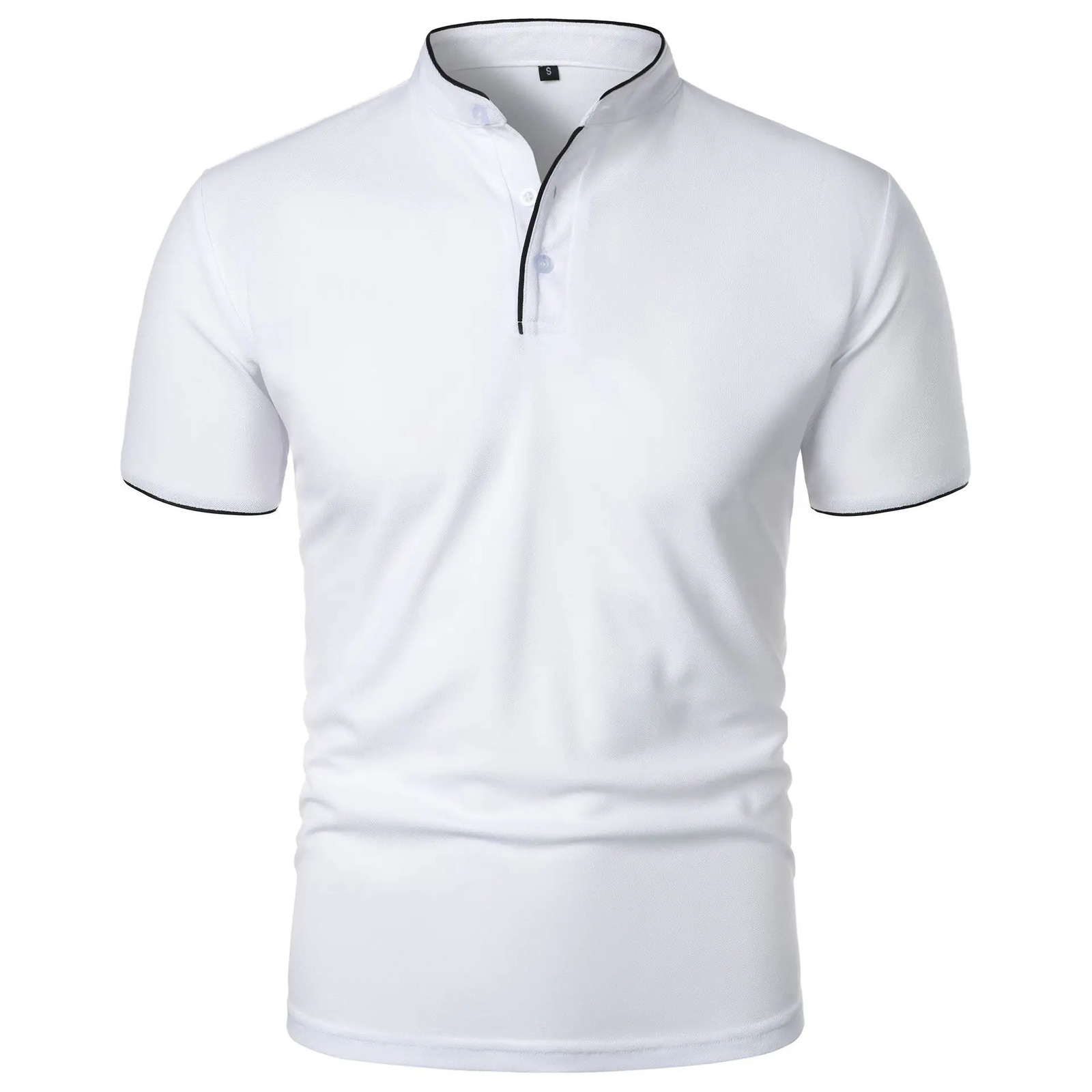 Summer Mens T-Shirt Solid Color Short Sleeve Stand Collar Casual Tees Tops Men Fashion Slim Fit Breathable Lightweight Tshirt 260304