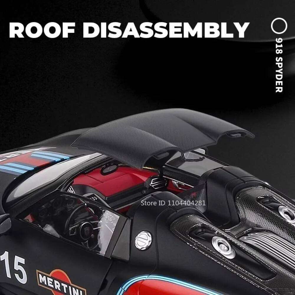 1:18 918 Spyder Martini Pagani Huayra Diecast Alloy Model Toys Car Doors Opened with Sound Light Miniature Vehice Adult Boy Gift Z260306