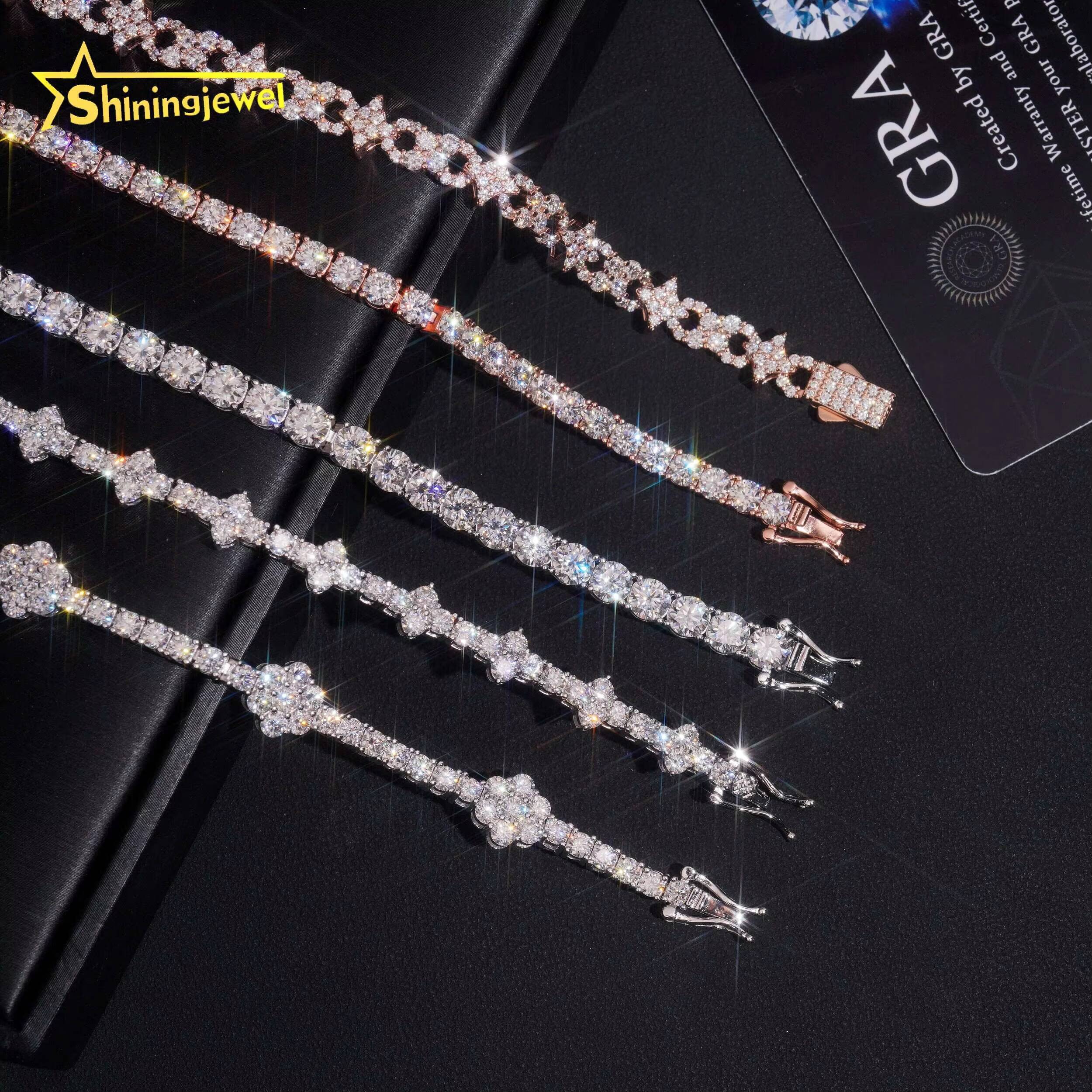 Fine Jewelry Iced Out Mixed Design Flower Cross Moissanite Tennis Bracelet Hip Hop Custom 925 Silver Man Bracelet Daily Wear