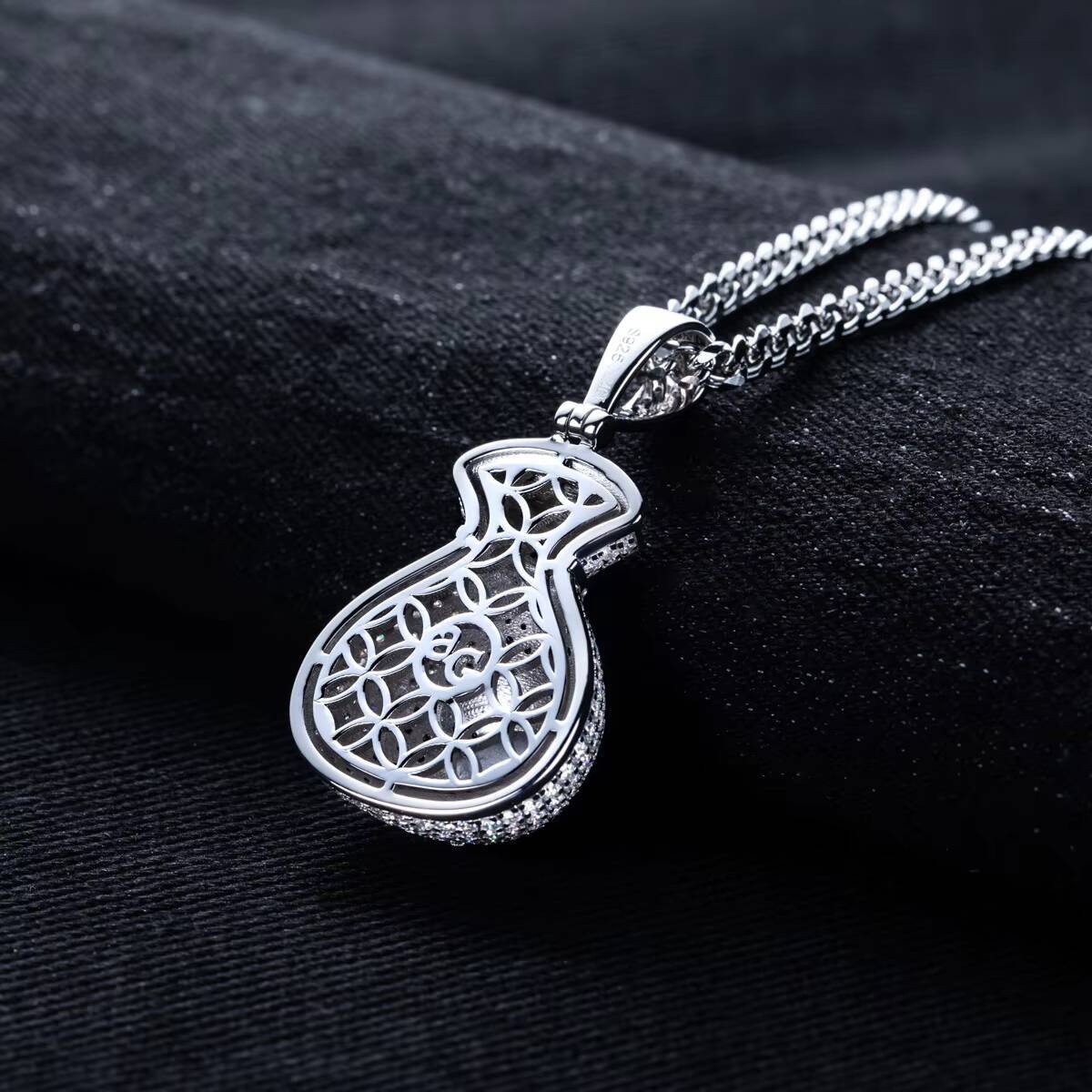 Money Bag Dollar Sign Full Pave Moissanite Pendant Necklace Urban Hop Street Style Factory Wholesale