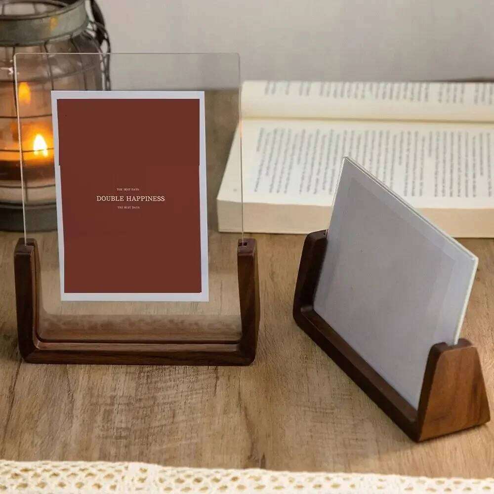 Walnut/Beech Wooden Acrylic U Shape Frame Desktop Wood Wedding Party Picture Frames Photo Home Decor H260306
