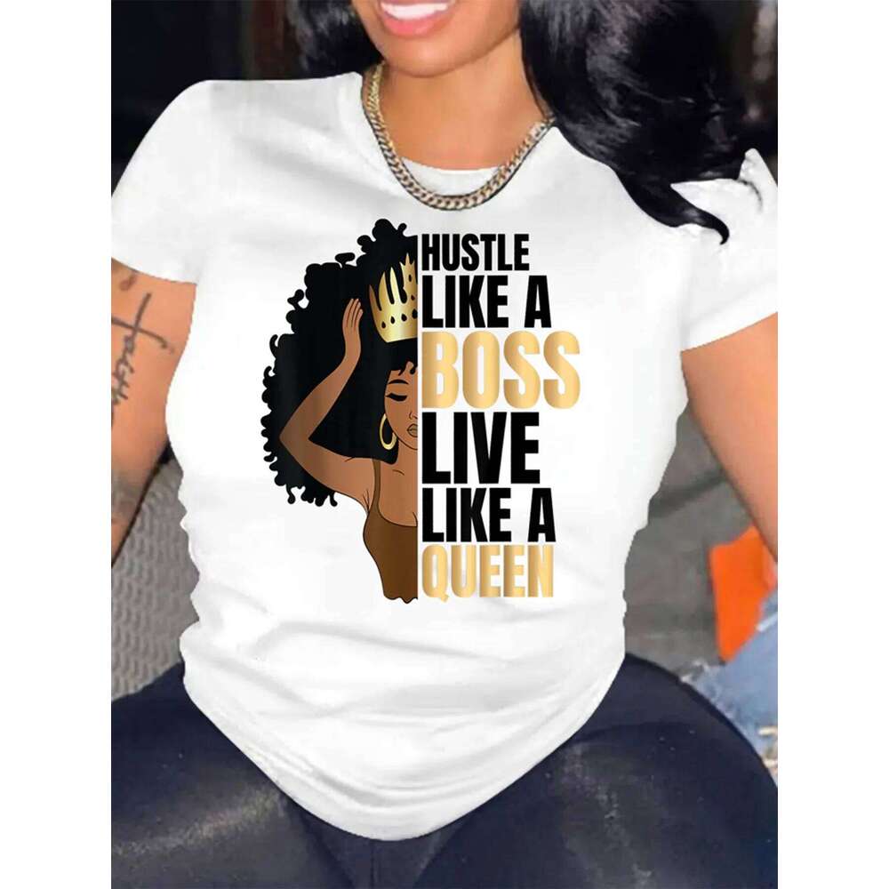 Summer women's fashionable pattern letter print casual and comfortable loose round neck short sleeved T-shirt top XJ260306