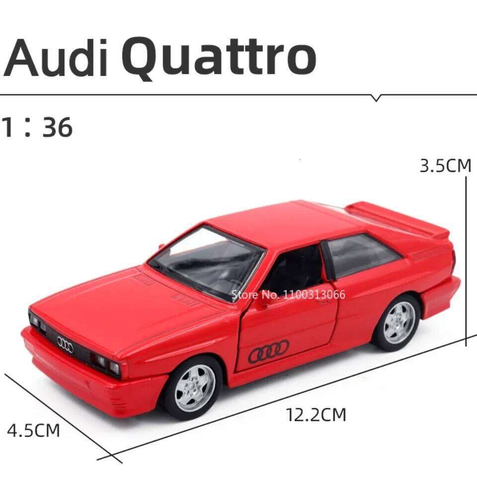 1:36 Audi Quattro 1980 Alloy Models Toy Diecasts Vehicles Model Doors Opened Pull Back Sport Car for Adult Collection Gifts Z260307