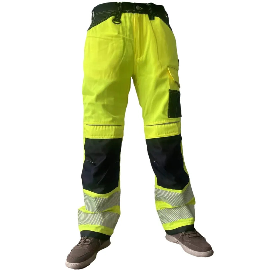 Reflective Stripe Pants Multi Pockets Cotton Construction Work Pants for Men Ouddoor Road Workwear Trousers Safety Cargo Pants 260305