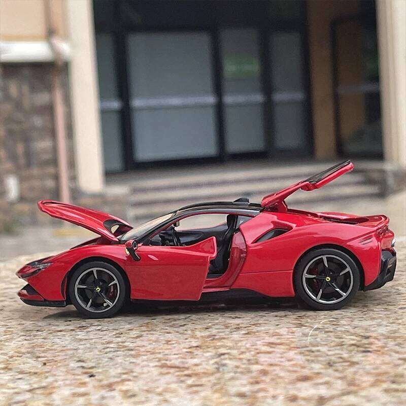 Bburago 1:32 Sound And Light Alloy Pull Back Car Model Ferrari SF90 Laferrari Luxury Vehicle Diecast Collection Gift Z260306