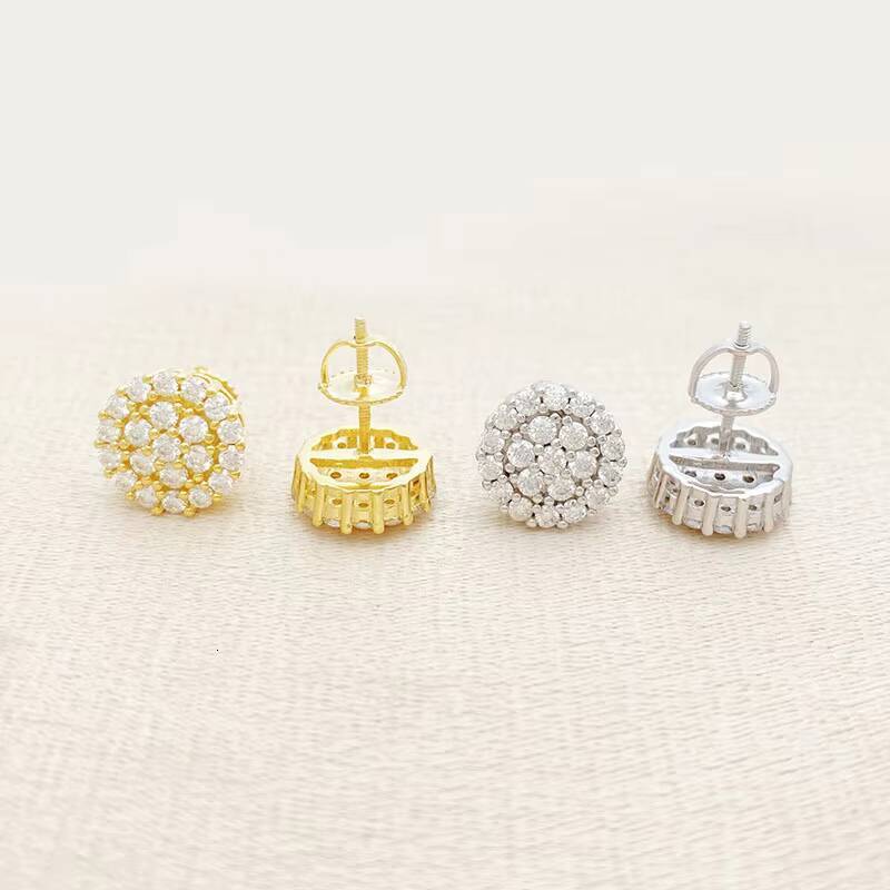 Best Selling Instock Hip Hop 925 Silver Iced Out Jewelry Ear Studs Vvs Moissanite Diamond Men Stud Earrings