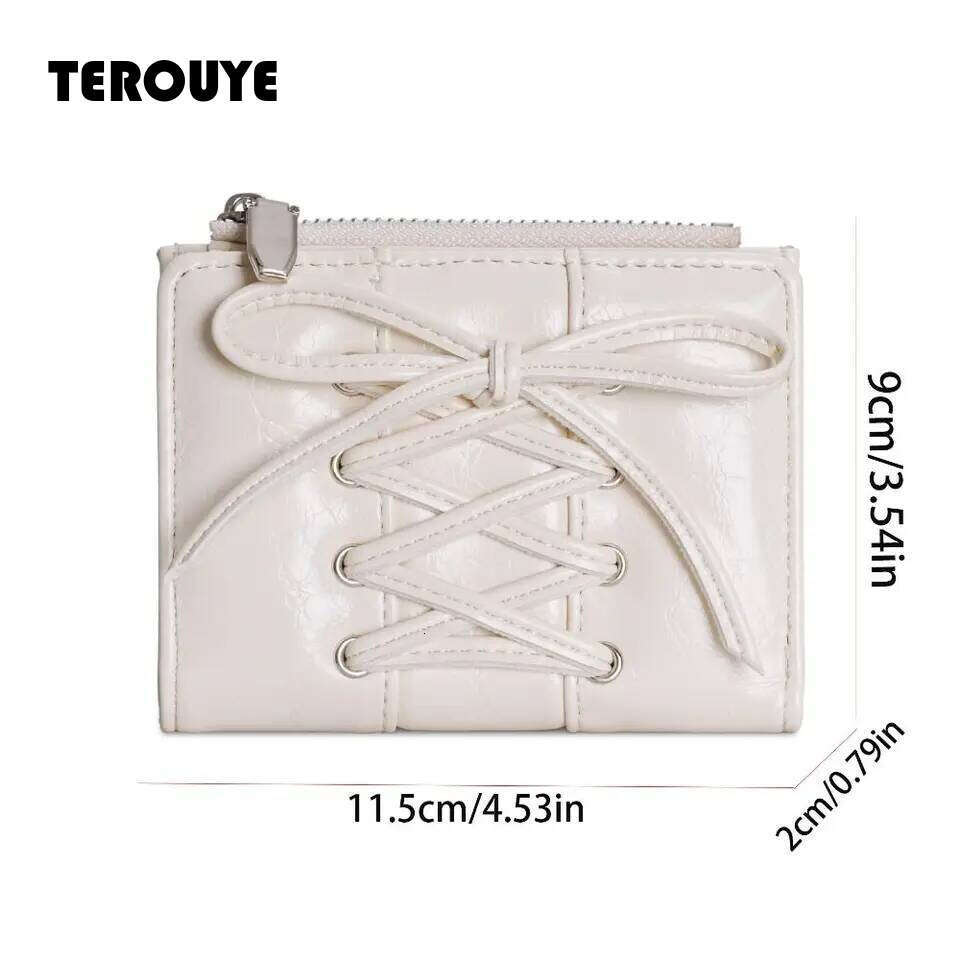 Portable Korean Style Bow Wallet Purse Ultra Thin Card Bag Multi Slot Zipper Coin Pouch Women TEROUYE