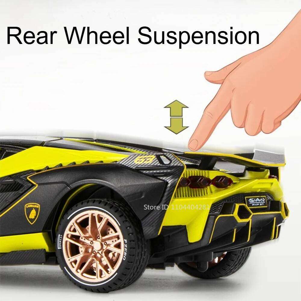 1:24 Lambor Sian Huracan STO Miniature Model Diecast Alloy Toys Car Sound Light Pull Back Doors Opened Vehice Boys Festival Gift Z260307