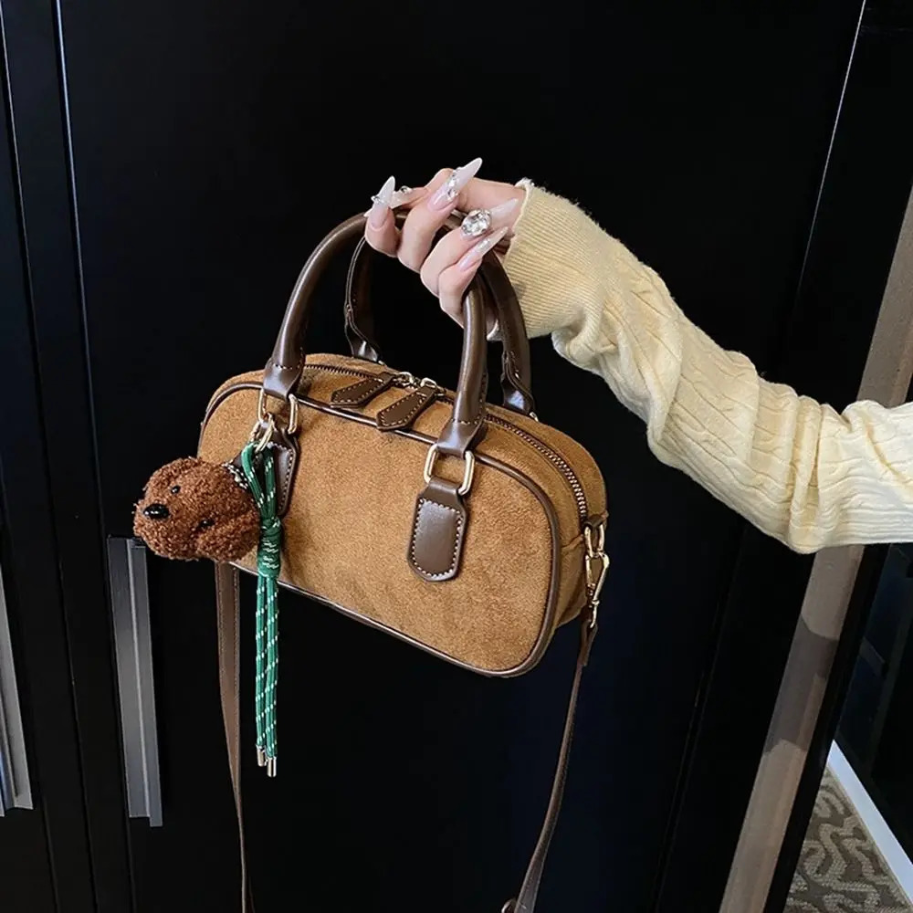 Fashion PU Leather PU Bowling Bag Handbag Solid Color Small Square Bag Large Capacity Korean Style Shoulder Bag Shopping 260306