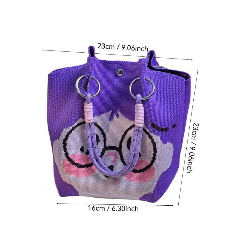 Cute Knitted Bucket Bag Creative Pattern Versatile Wrist Bag Portable Leisure Handbag for Women H260306