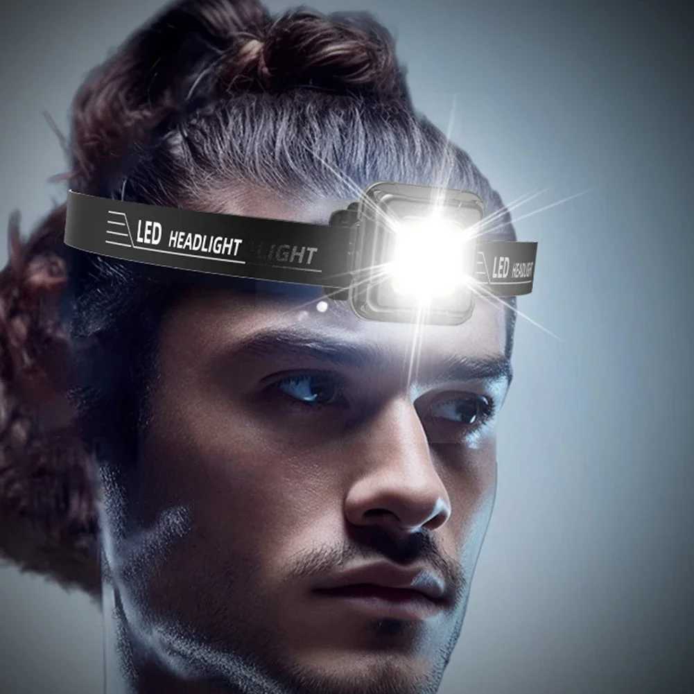 Portable Head Lamp 4 Light Modes Multifunctional Head Torch Type C USB Charging Head LED Flashlight for Climbing Emergency H260307