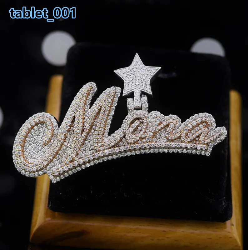 Custom Name Moana Iced Out Star Pendant with Moissanite Stones for Women