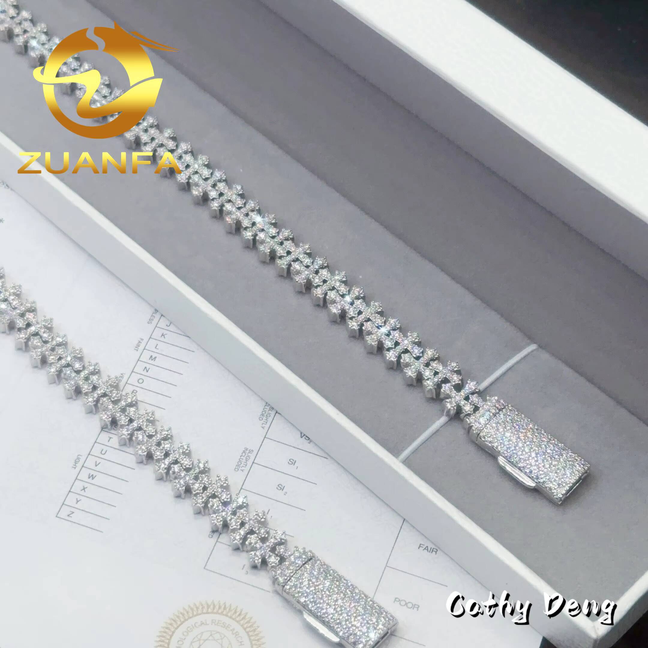 Instock Mini Cross Cuban Link Chain Bracelet Hip Hop Jewelry Iced Out Men Women Moissanite Bracelet 925 Silver Bracelet