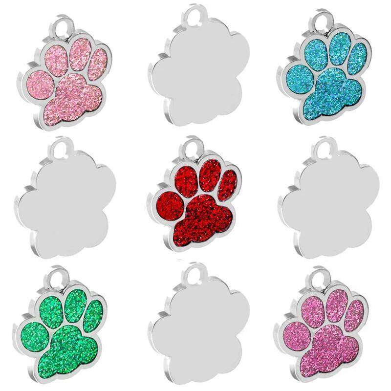 Wholesale 100 Pcs Paw Dog Id Tag Nameplate Engraved Custom Personalized Cat Keyrings Collar Plate Pet Shop Bamubi