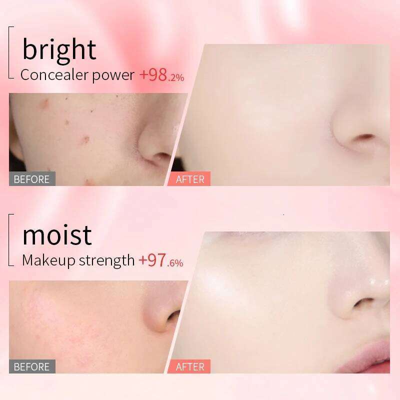 Pink Heart Concealer Air Cushion Long-lasting Delicate Moisturizing Translucent Foundation Cream Portable Valentine's Day Gift 26L0306
