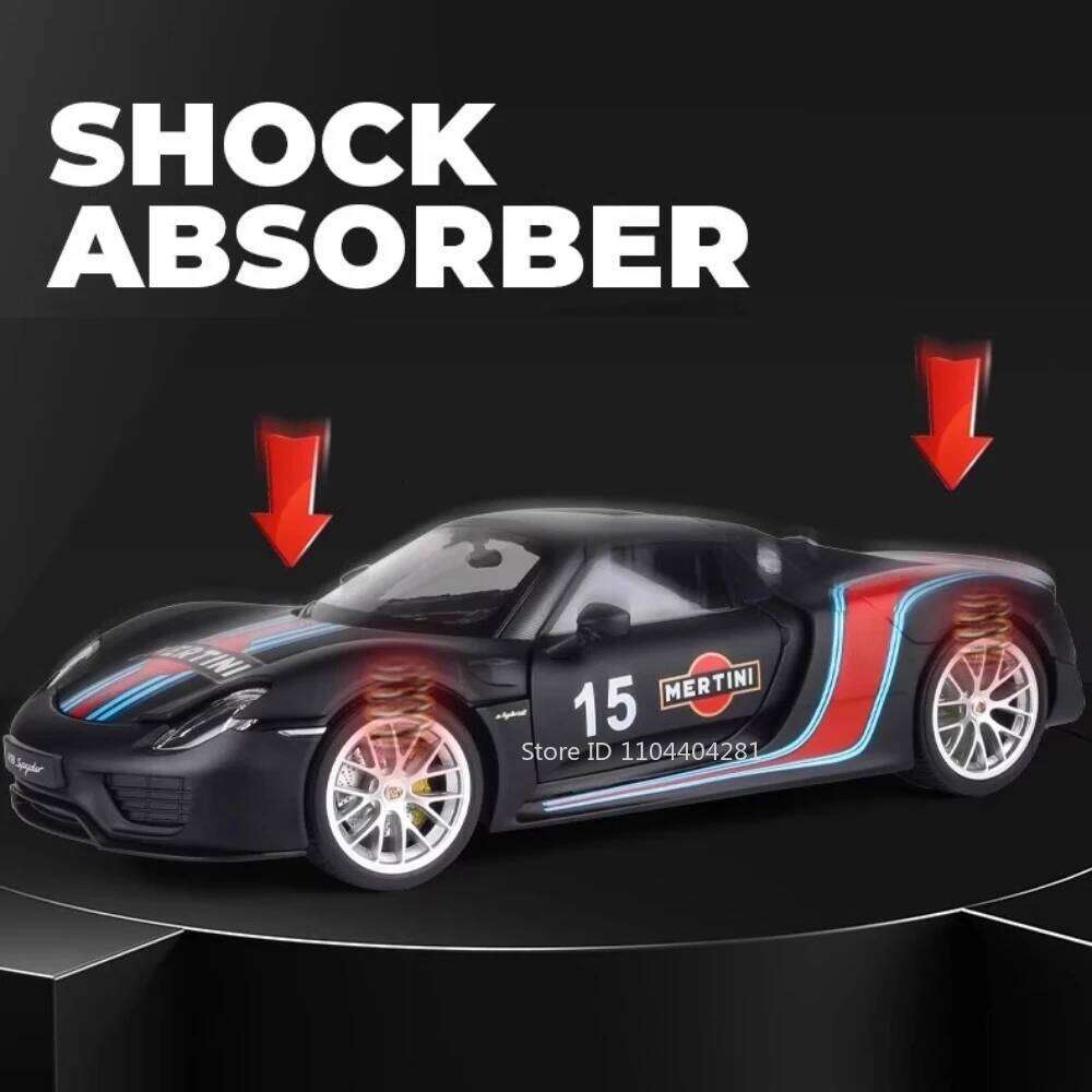 1:18 918 Spyder Martini Pagani Huayra Diecast Alloy Model Toys Car Doors Opened with Sound Light Miniature Vehice Adult Boy Gift Z260306