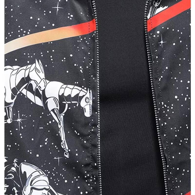 Minglu Allover Printed Hooded Casual Men's Jackets High Quality Spring Autumn Zipper Male Coats Plus Size 5XL Man Outerwear
