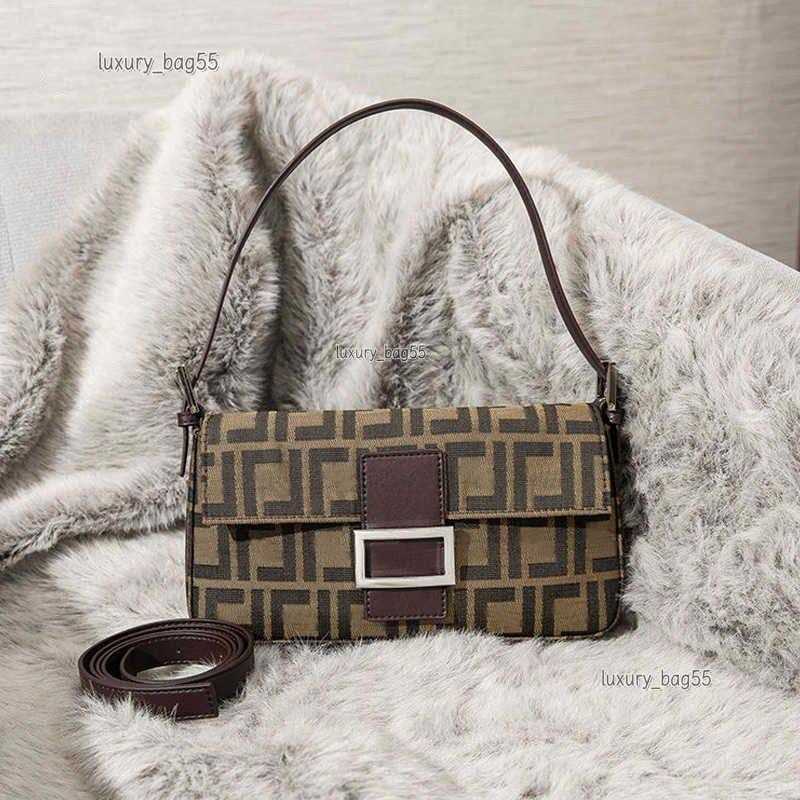 Shoulder Bags Designer bag High quality Women Crossbody baguette Bag Luxury Brand Vintage Canvas Messenger Bag Underarm half moon Handbag Purse Wallet Brown Bags 5A