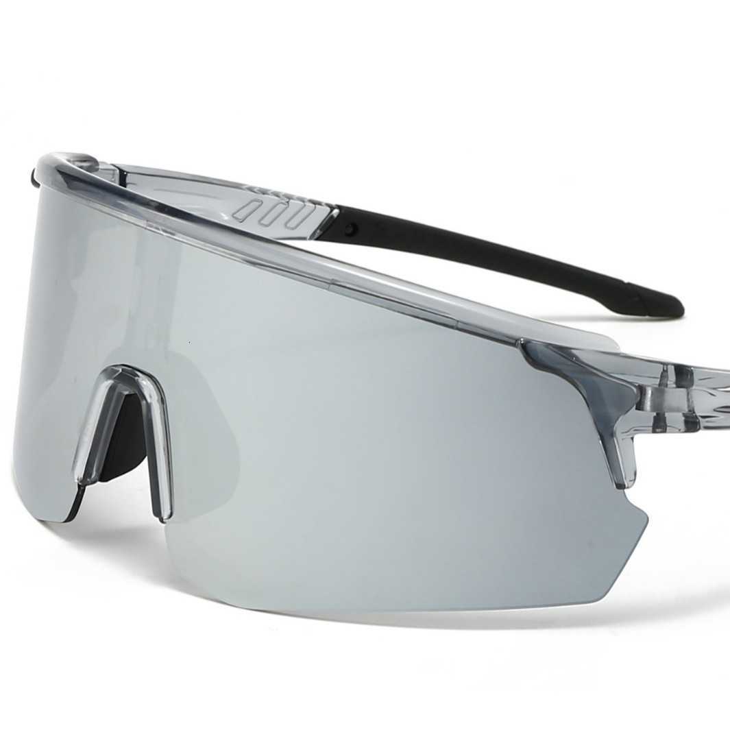 New Half-Frame Sports Photochromic Glasses Outdoor Running One-Piece Lens Sunglasses Bicycle Riding Windproof Sunglasses S260304