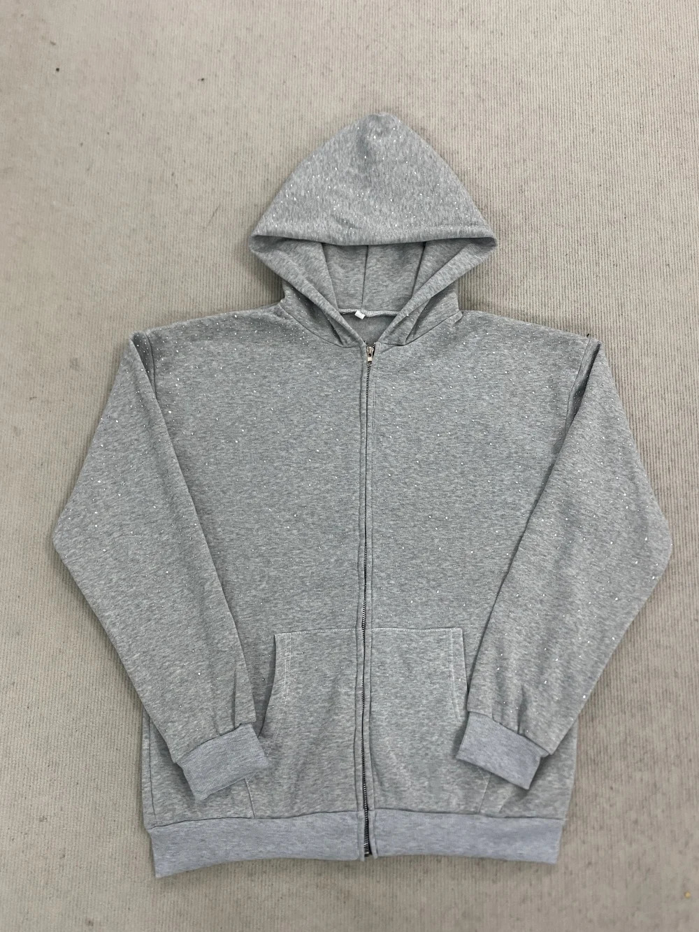 Gothic INS Trend Rhinestone Studded Hoodie 2026 Autumn Winter Solid Color Loose Outerwear Unisex Daily Commute Casual Top 260228