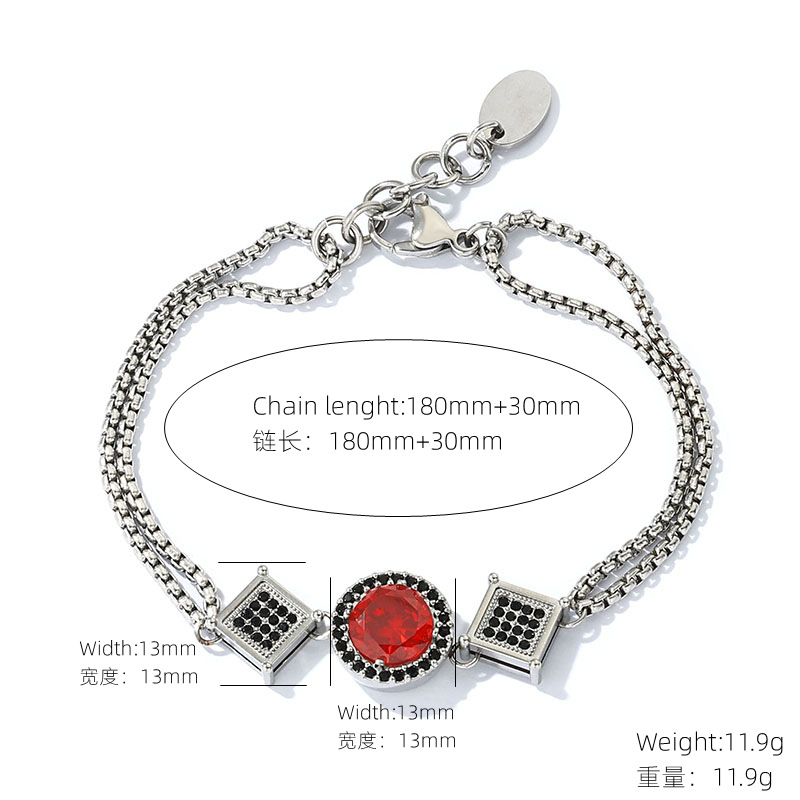 Fashionable Hot Selling Stainless Steel Bracelet Jewelry Temperament Womens Trend Versatile High End Feeling Ruby Light Luxury Titanium Steel Jewelry