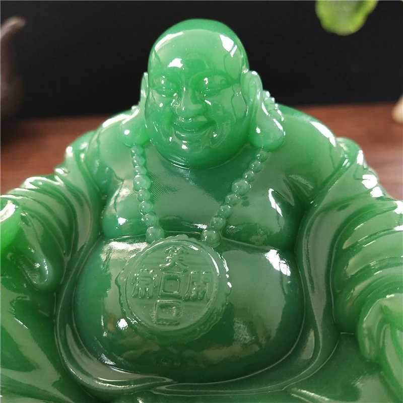 Laughing Buddha Statue Chinese Feng Shui Man made Jade Maitreya Sculpture for Home DecorationT260307