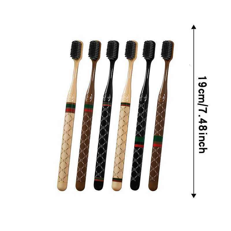 Luxury 6-Piece Toothbrush Set Premium Soft Bristles for Gentle Adult Oral Care Elegant Monogram Gift Box DesignT260307