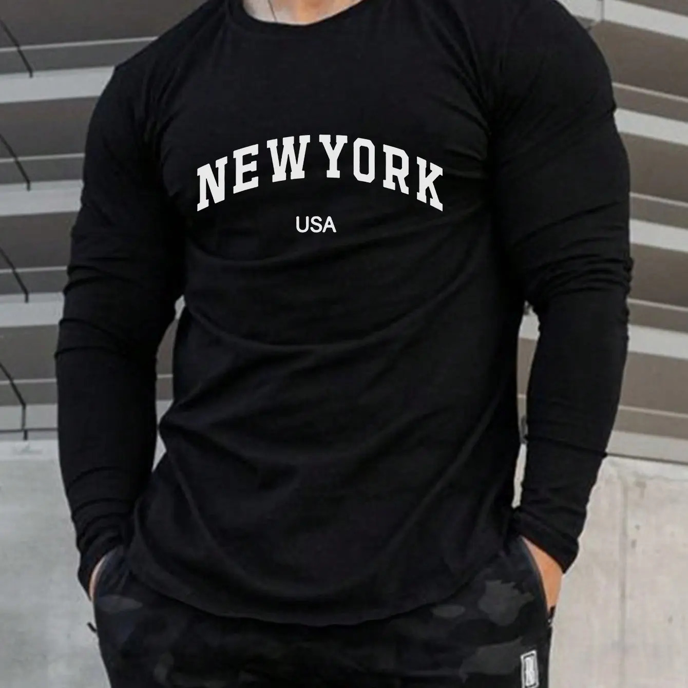 Mens 100 pure cotton loose fit plus size comfortable casual sports Boston letter printed round neck long sleeved Tshirt top 260302