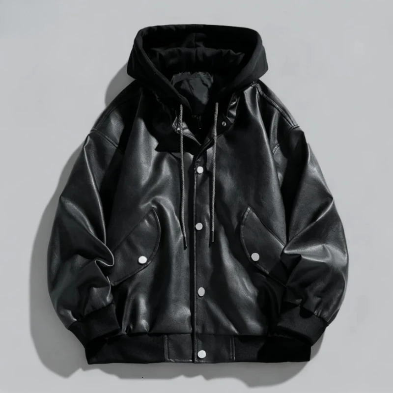 Autumn Mens Leather Jacket Fashion Casual Handsome Leather Jacket Trend Comfortable Loose High-quality Leather Jacket 260306