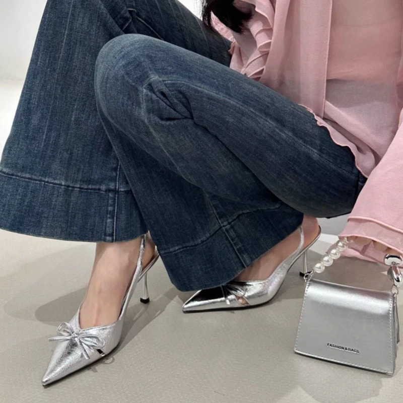 Summer Pointed Toe Women Sandals Fashion Office Singbacks Mules Pumps Shoes Ladies Elegant High Heel Stripper Party Sandalias 260303