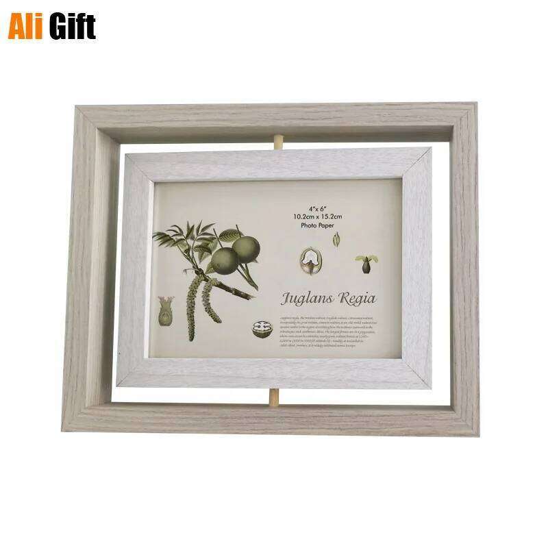 7 inch Rotating Frame Wooden Frames, Wall Photo Frame, Nordic Display, Living Room Poster, Picture Holder Decor H260306