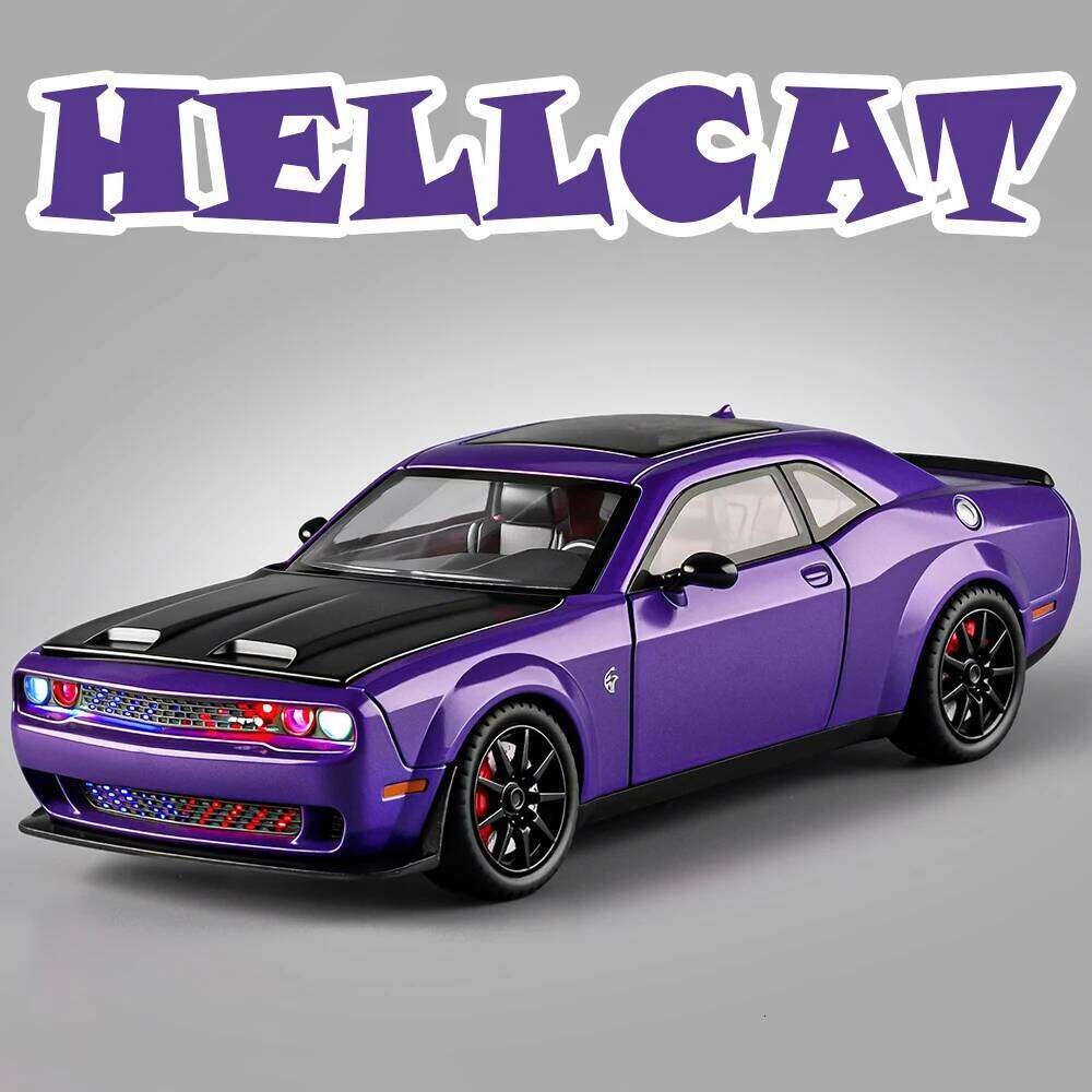 1:24 Hellcat Car Model Diecast Alloy Toys Doors Opened Four Wheel Suspension Sound Light Pull Back Miniature Vehices Friend Gift Z260306
