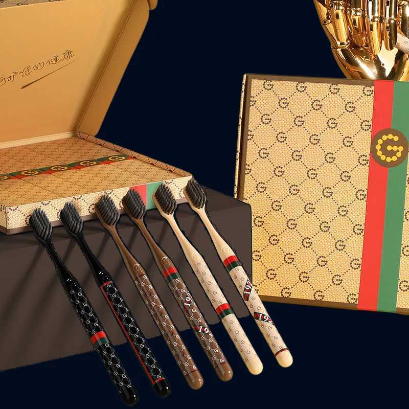 This 6-piece luxury toothbrush set features soft bristles for gum protection and efficient cleaning, making it a high-end fashion choice for both men 