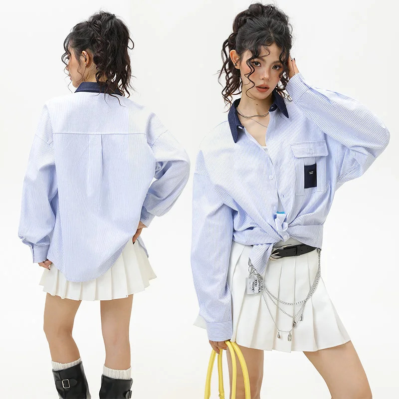 Couple Shirt Long Sleeve Striped Shirts Spring Blouses Unisex Fashion Loose Blouse Y2K Men Clothing Casual Girls Clothes 260228