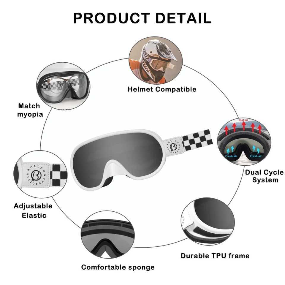 Windproof Glasses Motorcycle Motocross Riding Glasses Men Women UV400 ATV OffRoad Dirt Bike Goggles Dual-Cycle Defogging Goggles S260304