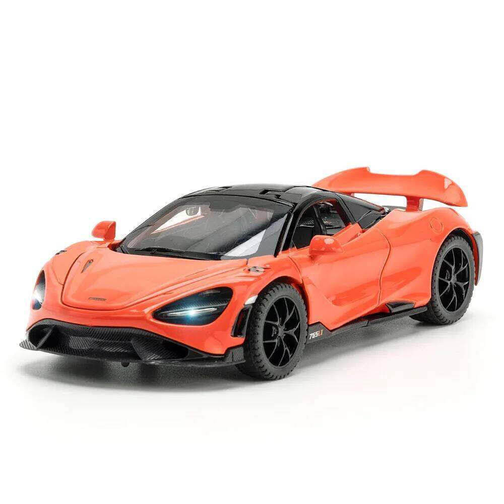 1:32 765LT 720S Alloy Diecast Car Miniature Model Toys Rubber Tires Doors Opened Sound Light Pull Back Vehice Ornaments Boy Gift Z260306