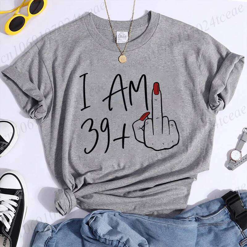 Personalized Tshirts, I Am 39+ Middle Finger Tee Sarcastic Shirt, 40th Birthday Party T-shirts Tops XJ260306