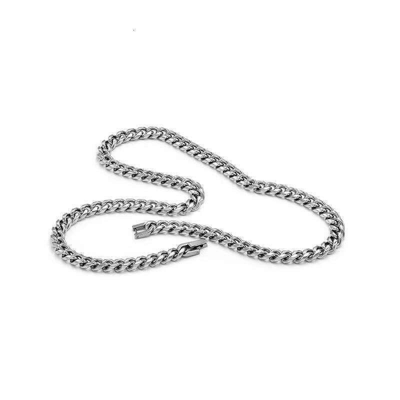High-quality European American faceted men's bracelet, stainless Cuban chain, polished titanium steel necklace and bracelet