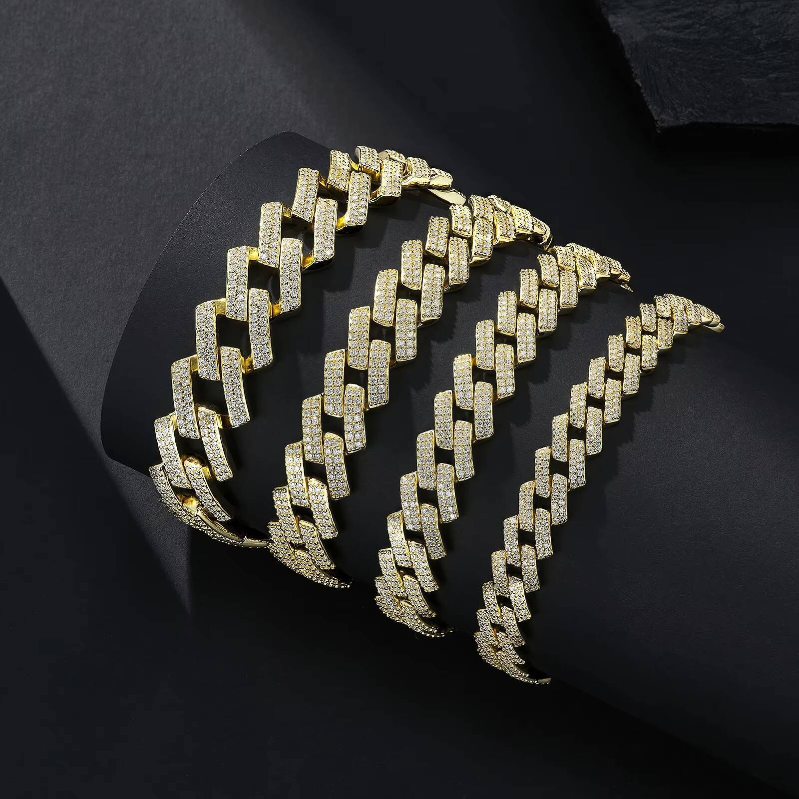 Moissanite Iced Out Gold Plated Cuban Link Luxury High End Fine Jewelry Custom Design Hip Hop Style Bracelet
