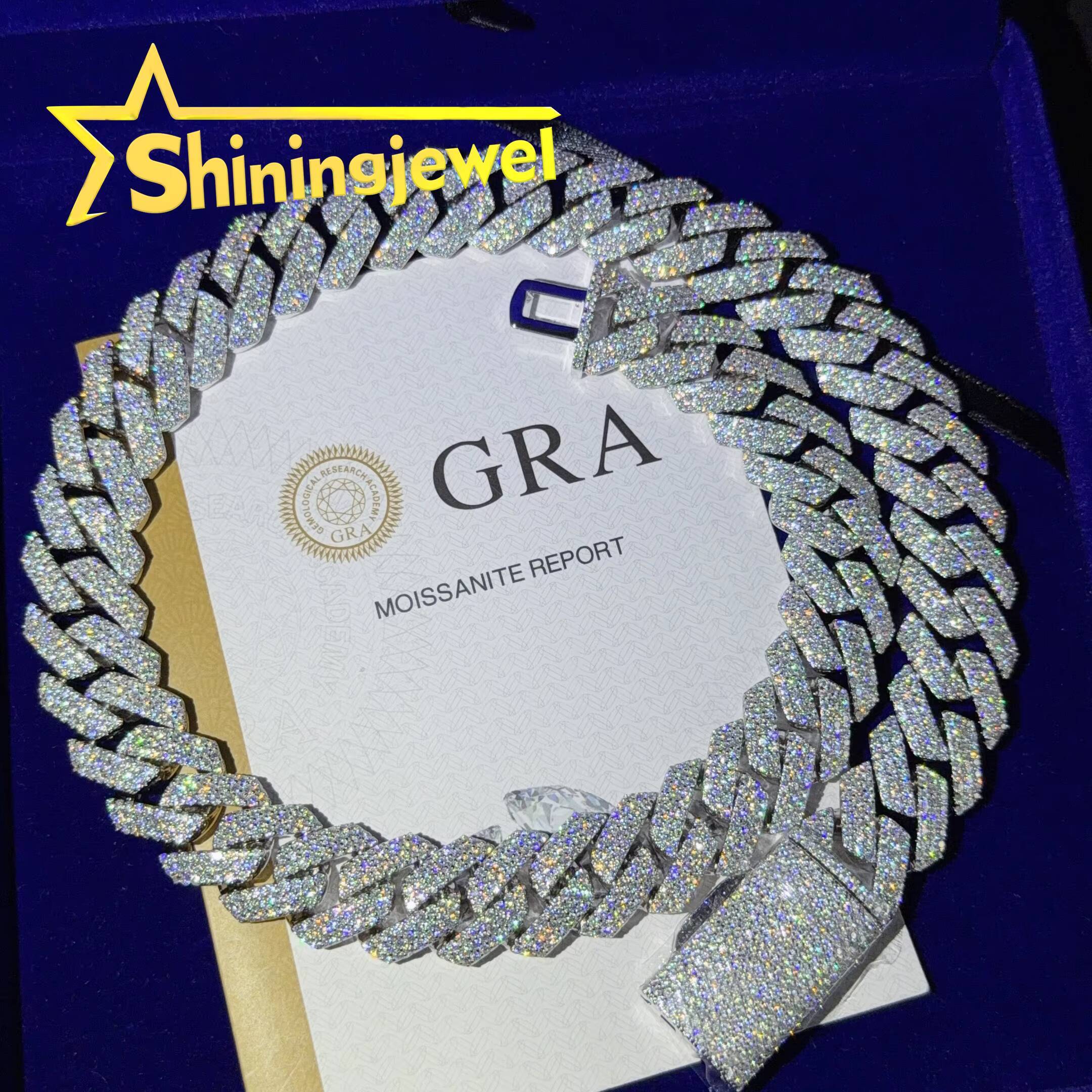 15mm 3 Row 925 Silver Iced Out Cuban Link Chain Moissanite Diamond Hip Hop Jewelry Cuban Chain Moissanite Pass Diamond Tester