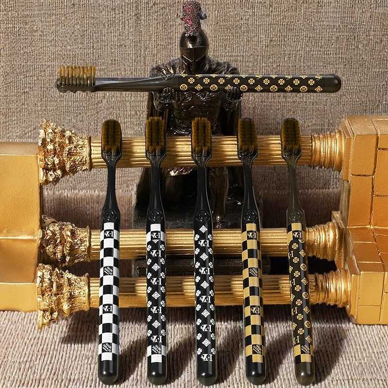 This 6-pack high-grade wide-head toothbrush set features fine silk soft bristles for adult daily deep cleaning.T260307