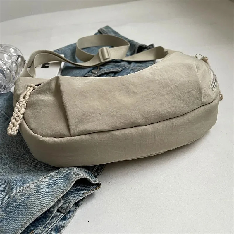 Durable Nylon Fabric Shoulder Bag High Capacity Womens Crossbody Messenger Bag Stylish Versatile Hobo Bag for Everyday Use 260306