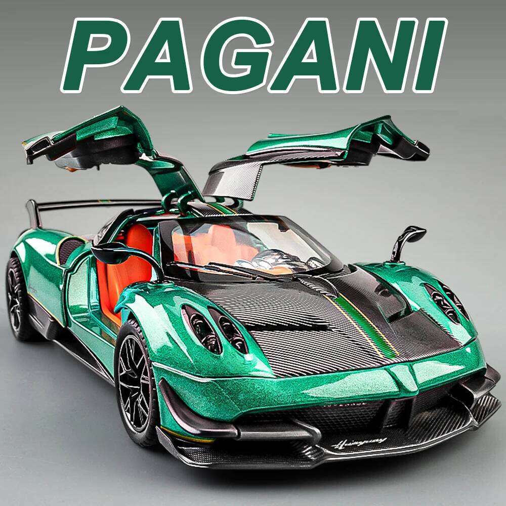 1:24 PAGANI Huayra BC Zonta Alloy Miniature Model Toys Diecast Car Doors Opened Sound Light Pull Back Vehices for Adult Boy Gift Z260306