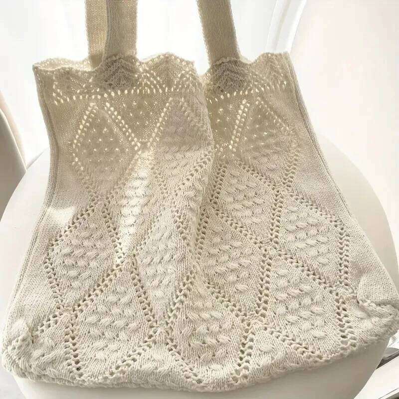 Women Crochet Shoulder Knitting Designer Luxury Handbag Purses Girls Tote Bag Female Summer Beach Shopping Bags XJ260306